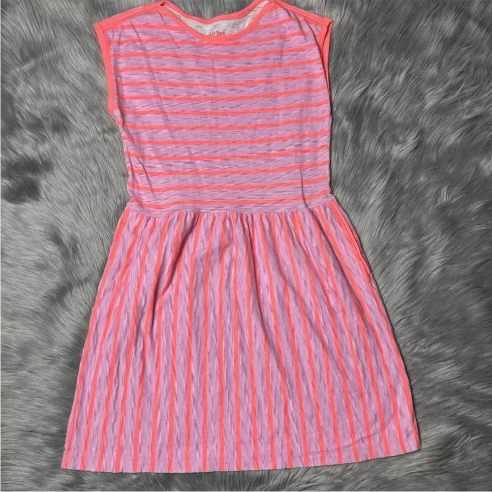 Cat & Jack Pink Neon Striped Dress Large 10/12
